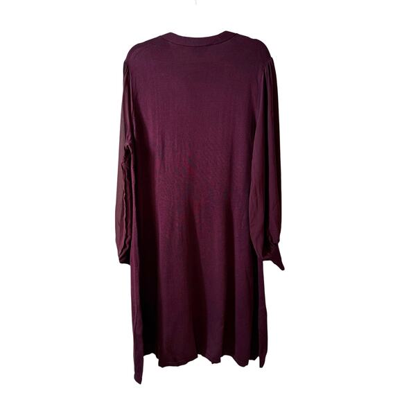 Cece New Women’s Tie Neck Sheer Long Sleeve Sweater Dress Burgundy Plus Size 1X - Picture 4 of 13